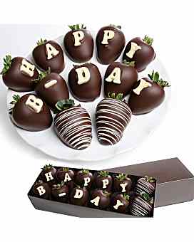 HAPPY B-DAY BERRY-GRAM® Belgian Chocolate Covered Strawberries